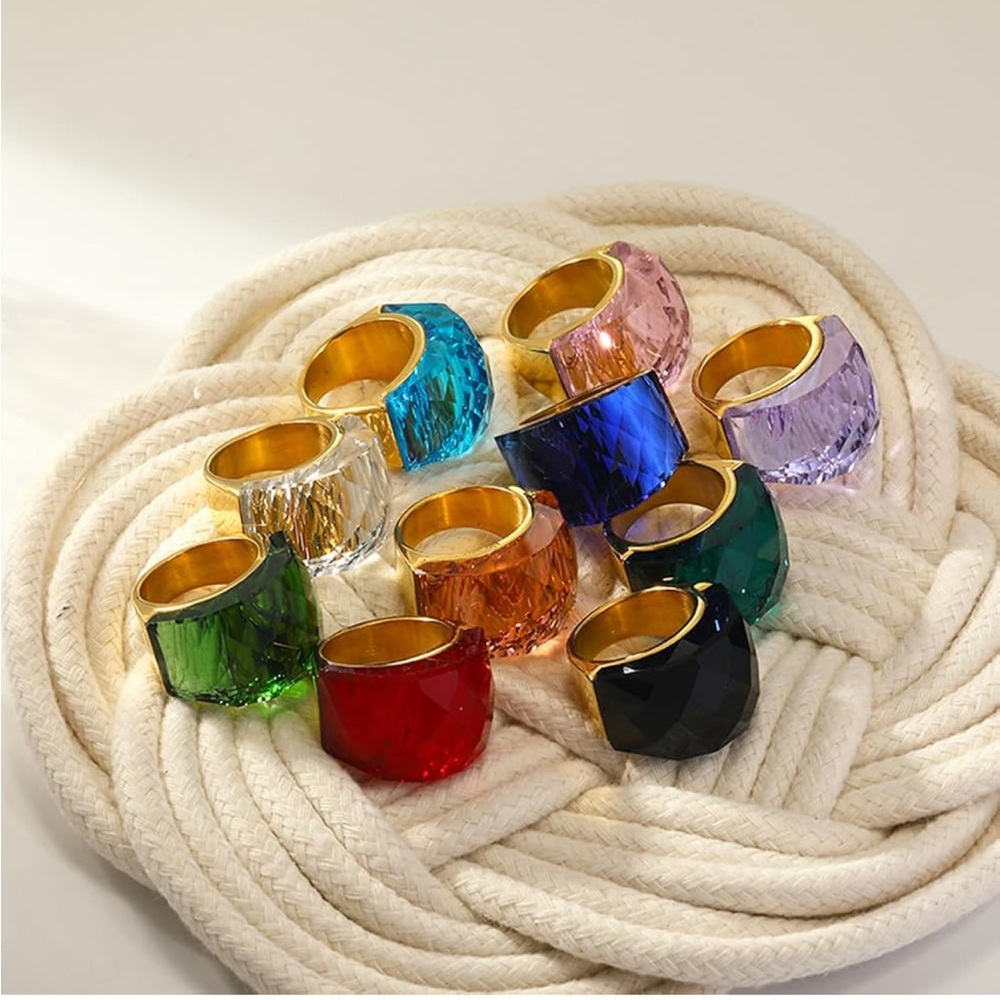 OIDIMS Gold Plated Crystal Stainless Steel Ring - All colors availables